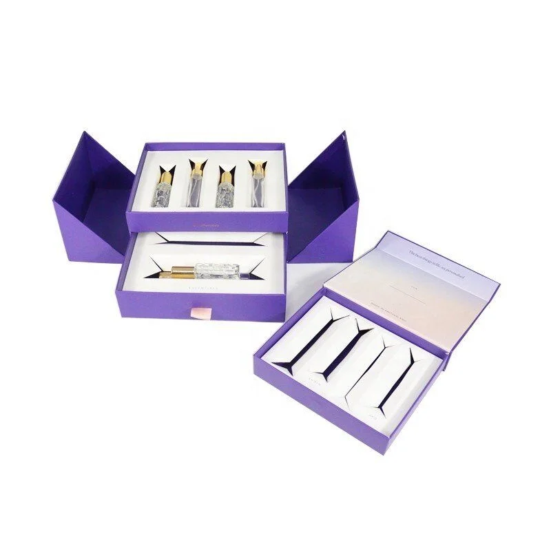 Bespoke Design Skincare Skin Care Dropper Perfume Cosmetic Boxes Small Glass Essential Oil Bottle Kraft Paper Packaging Box