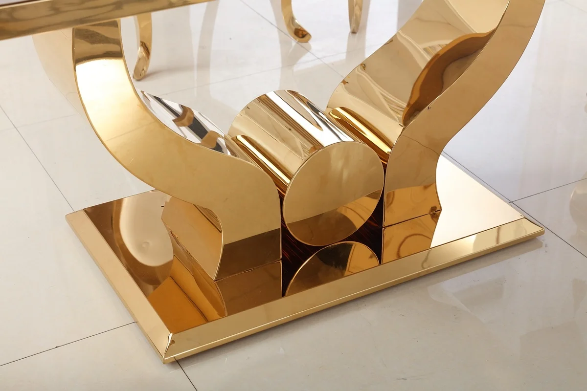 
Visionnaire Home Staging Luxury Lifestyle Interior Design Contemporary Gold Plated Stainless Steel Marble Dining Table 