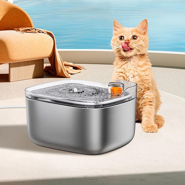 XCHO 4.5L Stainless Steel Pet Water Fountain 20dB Mute Cat Water Dispenser