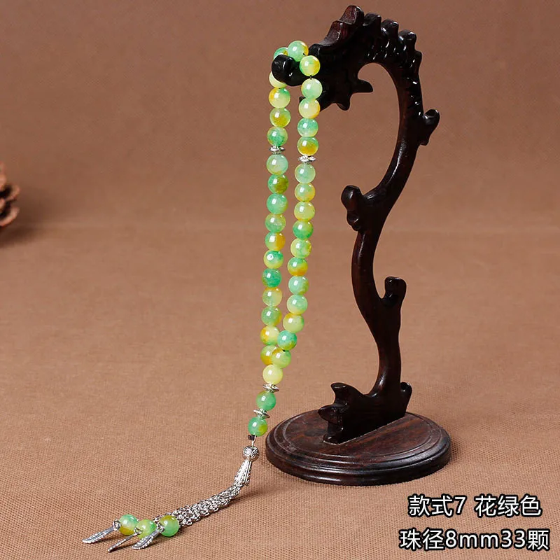 tasbih beeds Muslim Rosary 33 Beads Natural Stone Agate Tassel Tasbih Prayer Beads