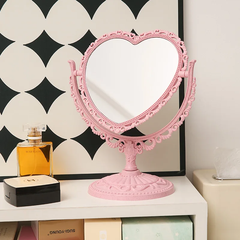 Зеркало для макияжа в европейском стиле ретро с узором виде сердца овальное зеркало форме домашний столик дня рождения