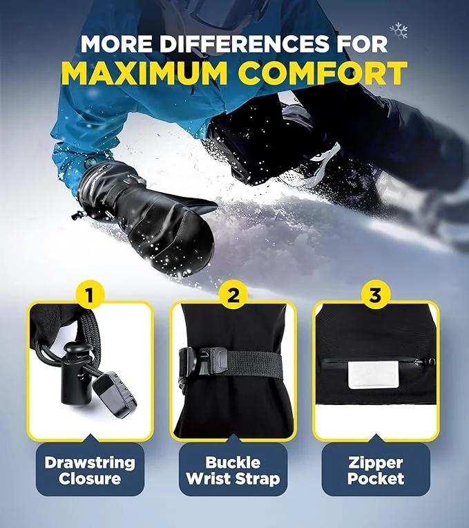 DIBEAR OEM Ski Gloves for Men Women,3M C100 Insulation Double Waterproof Winter 2X Warmer Snowboard Mittens with 5 Layer Fabric