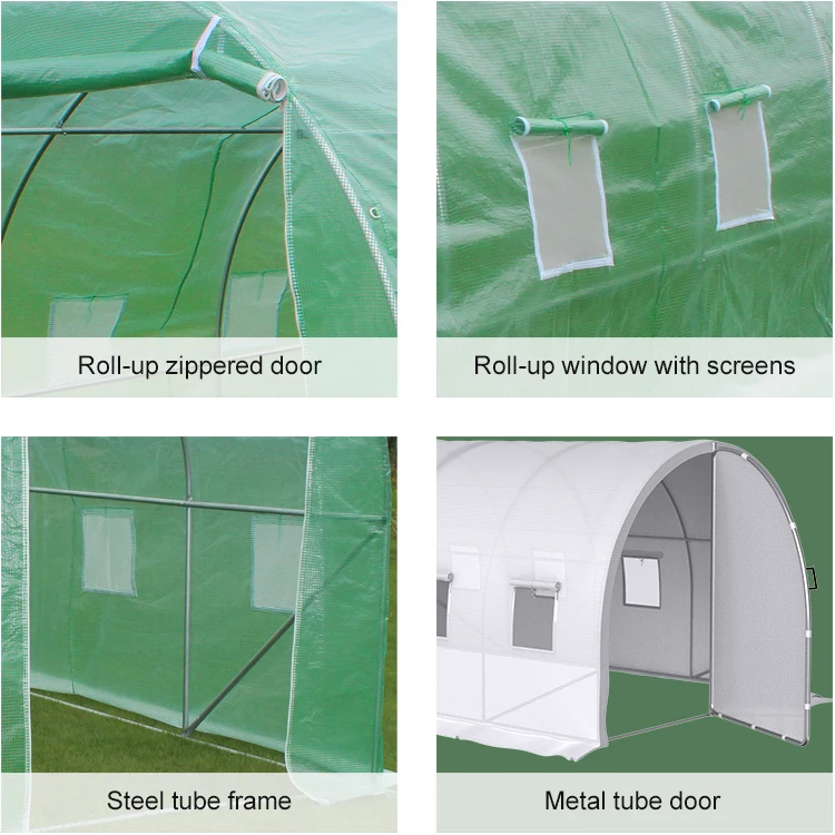 Small portable polytunnel metal frame plastic cover greenhouse tunnel tier walk in mini greenhouse for garden