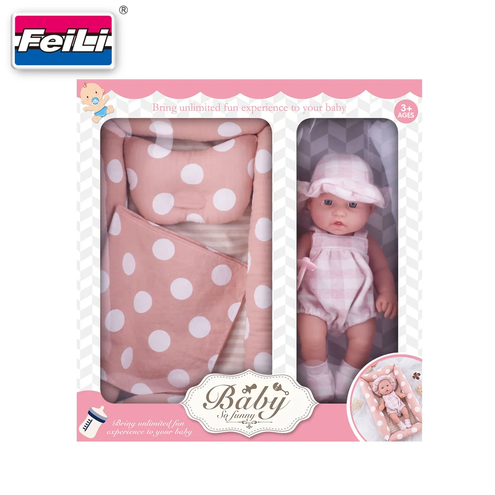 Dollri Starri New Arrival 12'  Vinyl Fashion Baby Doll With Cotton Bed and Pacifier for Children Doll Set Girl Gift Toys