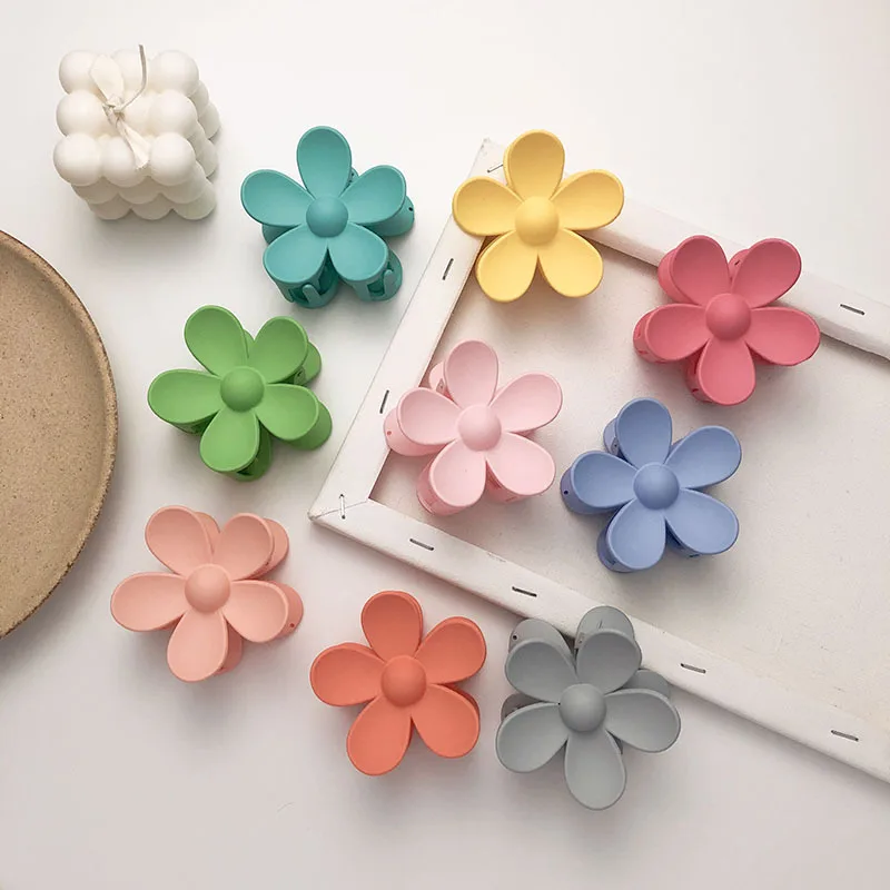 Многоцветный матовый пластиковый большой цветок для женщин заколка