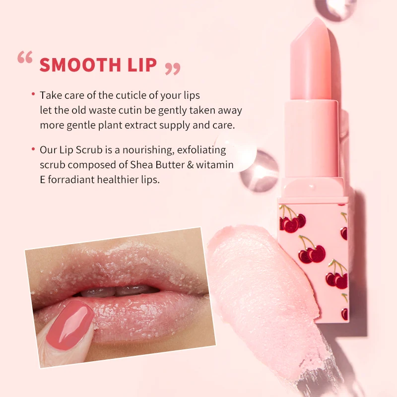 Custom Vegan Smoother Softer Lips Shea Butter Nourishing Cherry Lip Scrub Lip Oil Set