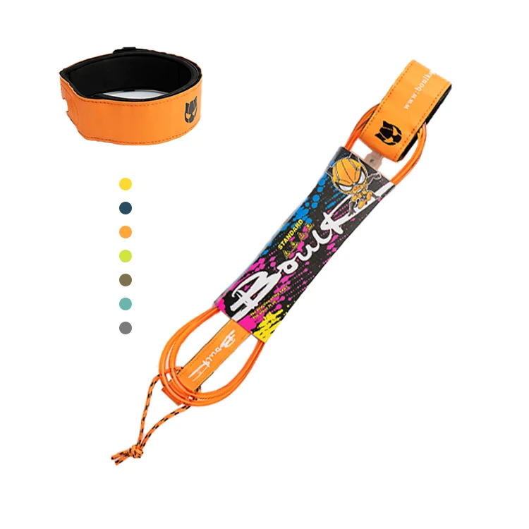 Hot Style Surfboard Leash 7mm 6ft/ 7ft Comp Surf Leg Rope Ready with Quick Custom logo