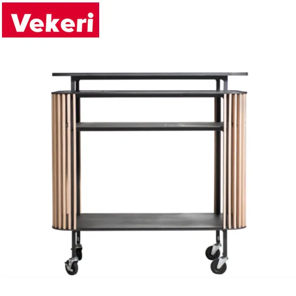 Modern bar or hotel trolleys with two sides of bamboo strip radian well made bar cart