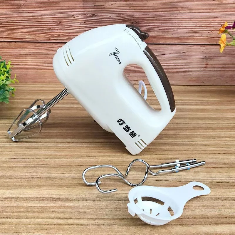 7 speed control Stainless Steel hooks and chrome beaters attached cake Plastic Electric hand mixer