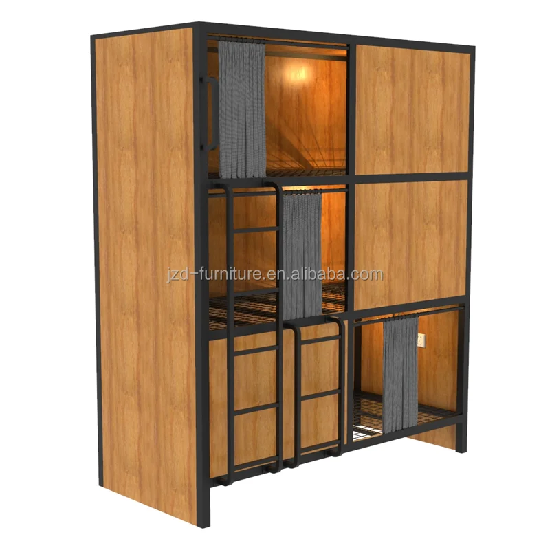 2024 JZD Modern Design Hostel beds capsule Sleep Hotel Manufacturer bedroom furniture  for youth hostel for hotel and hostel