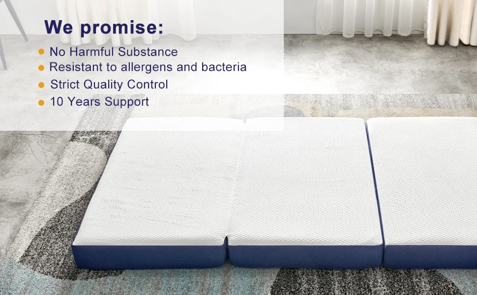 4Inch Full Size Play Mat Guest Bed Tri-fold Memory Foam Folding Mattress with Washable Cover Camping Mattress Available