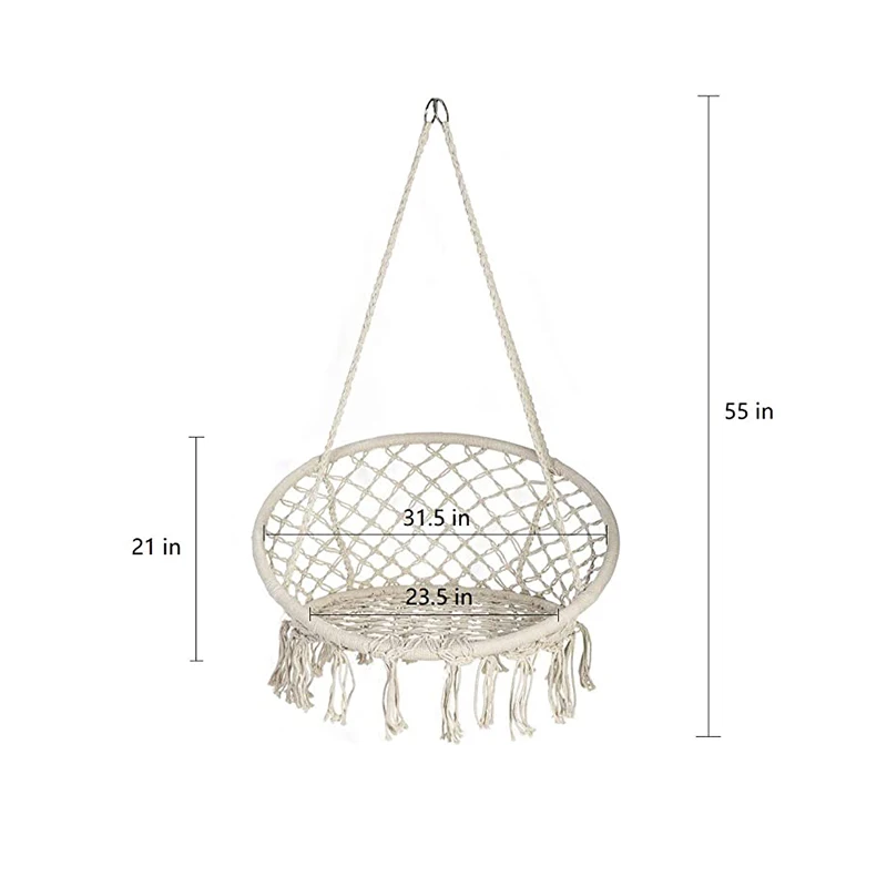 Zoshine Swing Rope Round Chair Hammock Outdoor Macrame Swing Chairs Patio Cotton Lounge Mesh Durable Ceiling Swing
