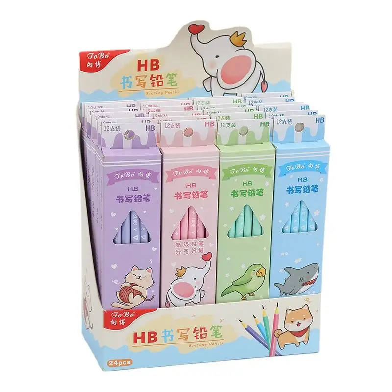 Cheap Price 12 pcs Yellow Hexagonal 2B Pencils with Eraser Standard Pencil Student Pencil