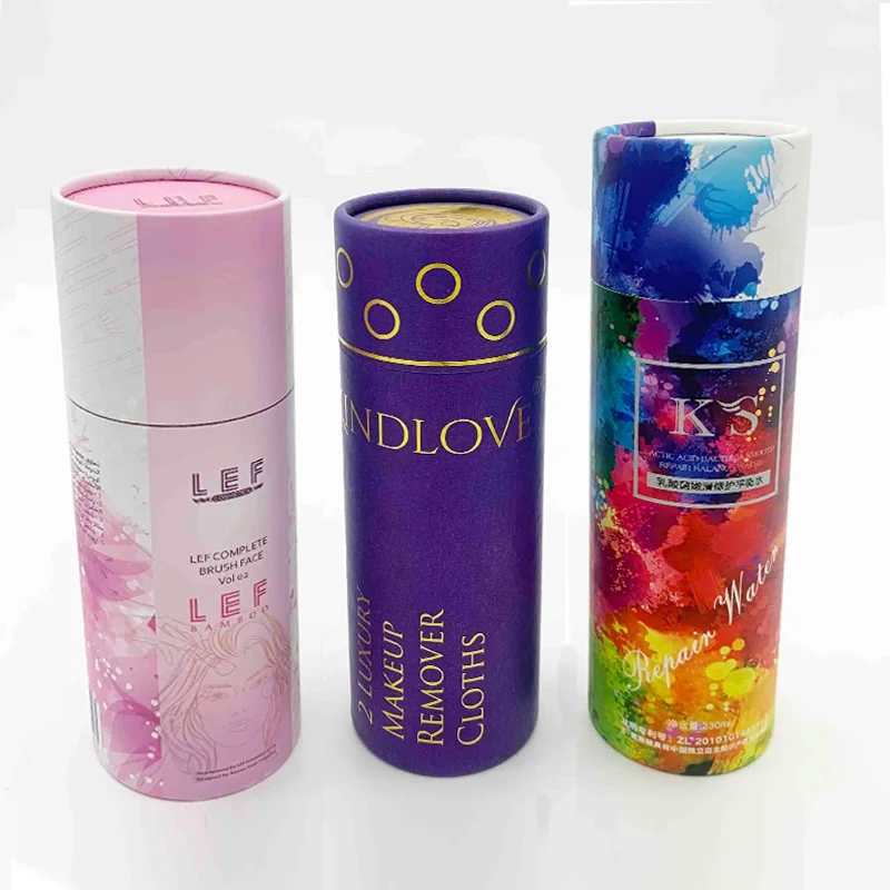 Customized Size Printing Recyclable Craft Carton Paper Tube Cardboard Cosmetic Cylindrical Perfume Kraft Box Packaging Package