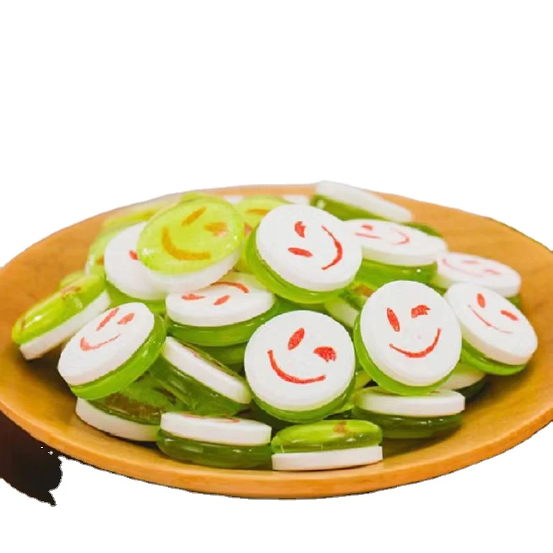 smiling face candy fruity hard candy halal tablet candy factory price sugar