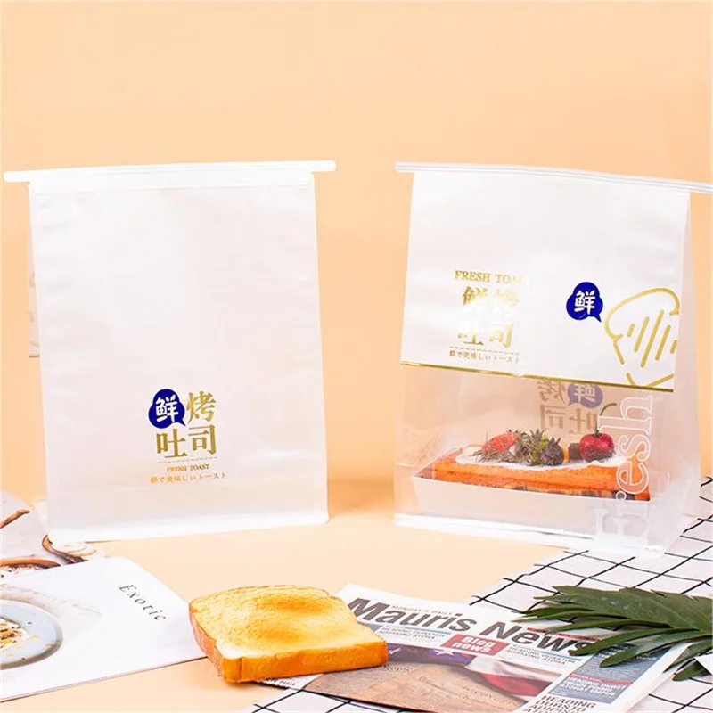 Homemade White Micro Perforated Packaging Loaf Sliced Bread Packaging Printed Oil Proof Stick Bread Bags