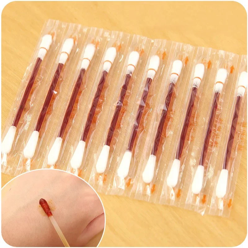 
Disposable medical cotton stick povidone iodine swabs factory in China with iodophor for first aid outdoor or home 
