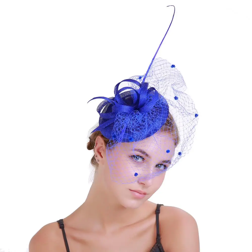 2020 New Design Elegant Wedding Hair Feather Fascinator church hats for black women