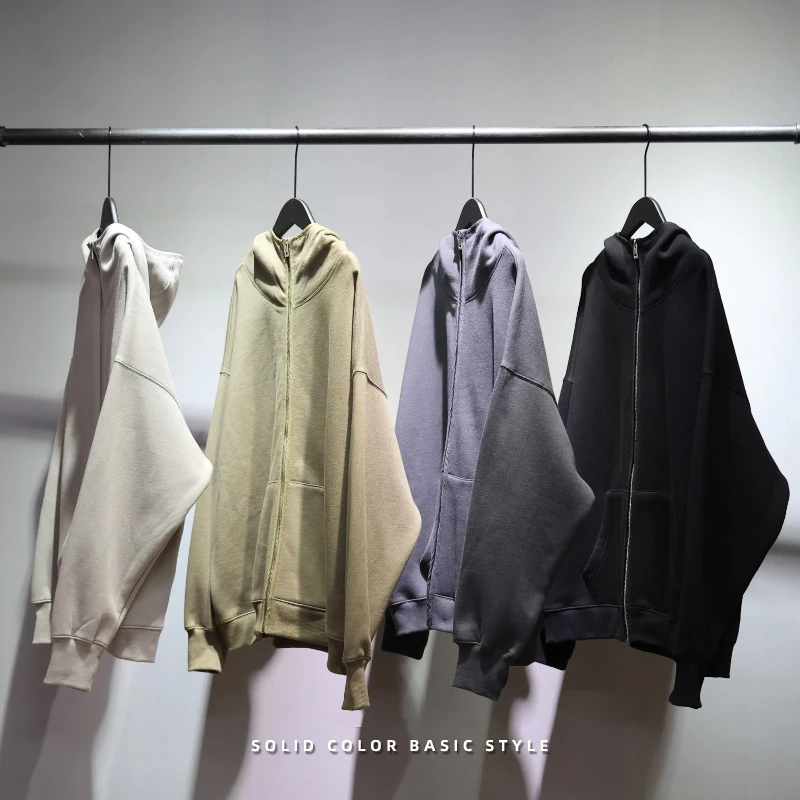 fashion 350 gsm funnel neck fleece hoodie men custom zip up hoodie blank thick hoodies