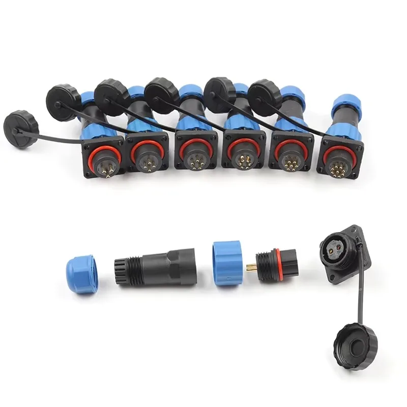 SP16 Waterproof Connector IP68 Cable Connector Plug & Socket Male and Female 2 3 4 5 6 7 9 Pin Square Aviation Plug DIY YOU