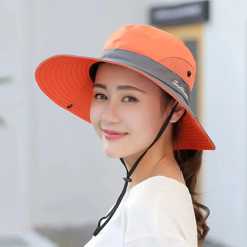 Custom Summer Foldable Sun Fisherman Hat Wide Brim Casual Travel Beach Sunscreen Uv Protection Bucket Cap Hats