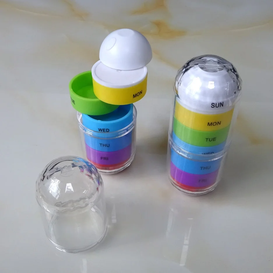 Capsule shape Weekly  medicine Pill Case