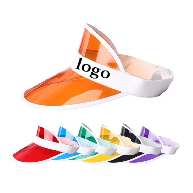 Transparent UV Candy Sun Protection Visor Caps Sports Beach Golf Hat PVC Visor Hats for Women