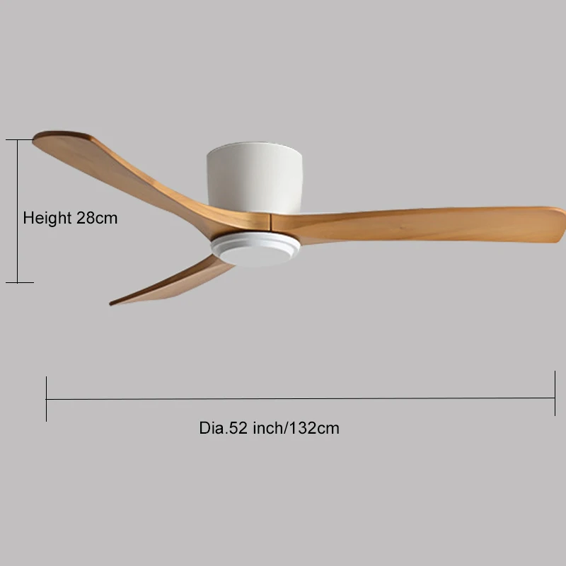 Best Price High Quality Remote Control LED Lighting  DC Motor Solid Wood Ceiling Fan Light for Living Room