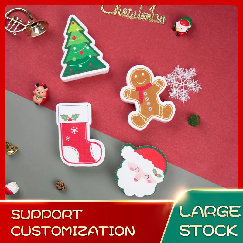 Customize Christmas Style Cartoon Three layers Scrub washing Sponge Pad for Kitchen Cleaning Scrubbing