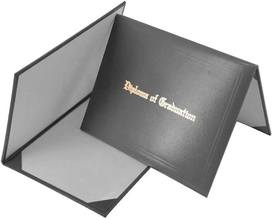 Imprinted Diploma Cover 8.5 x 11 Leatherette Padded Certificate Covers Graduation Document Holder Letter Size Black
