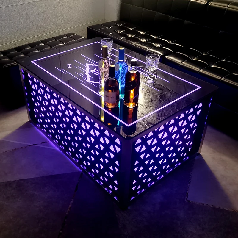 Wholesale modern style light stainless steel pub restaurant bar counter design bar furniture light up cube furniture