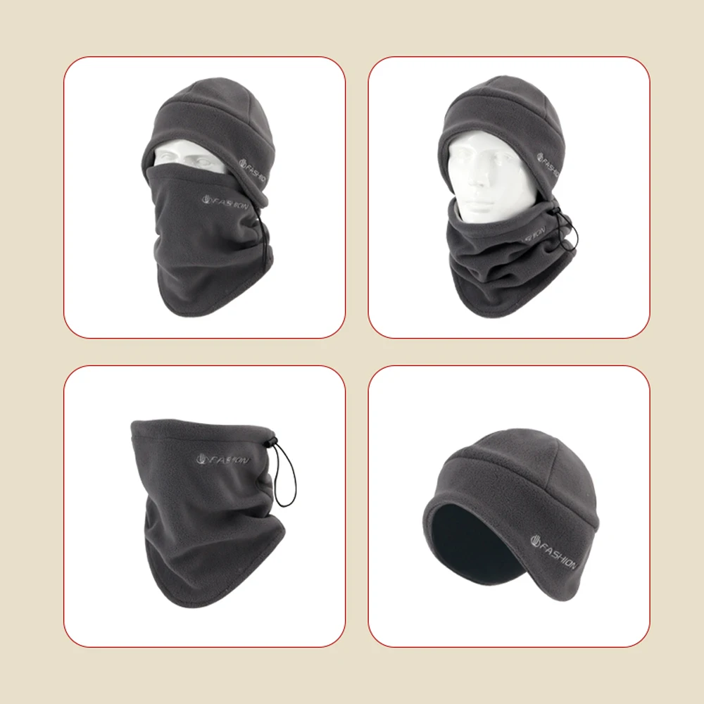 Two piece set Windproof Warm Ski Mask Adjustable Face Cover Thermal Fleece Hood Winter Hat Neck Scarf Cycling Mask Balaclava