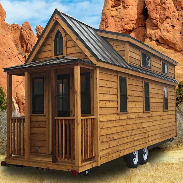 Wood and steel two story container house with trailer manufacture