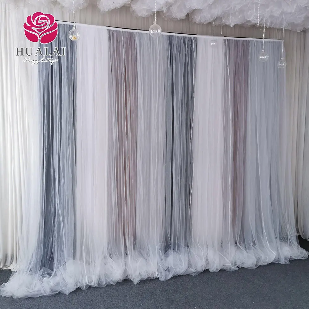gradient colorful rainbow tulle and ice silk cloth back drop curtains drapes panels for wedding events birthday party