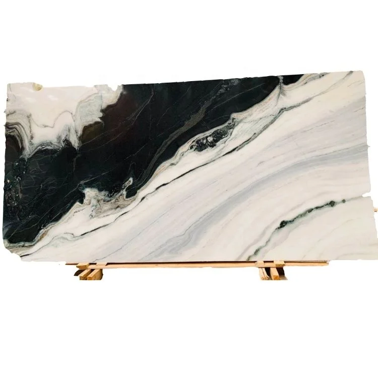Chinese bookmatch marble tiles Panda White Made For Countertop Guobao White Book Match Marble Slab