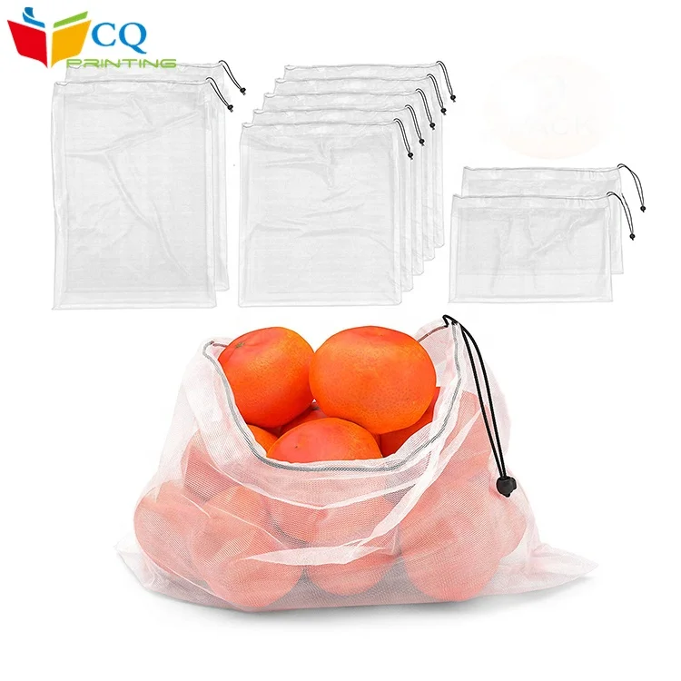 New arrival wholesale reusable eco friendly 50D mesh bags for fruits and vegetables packaging on promotion