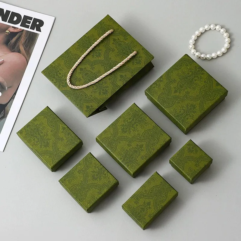 Engagement wedding jewelry box packaging paper green orange custom gift box jewelry necklace earring boxes
