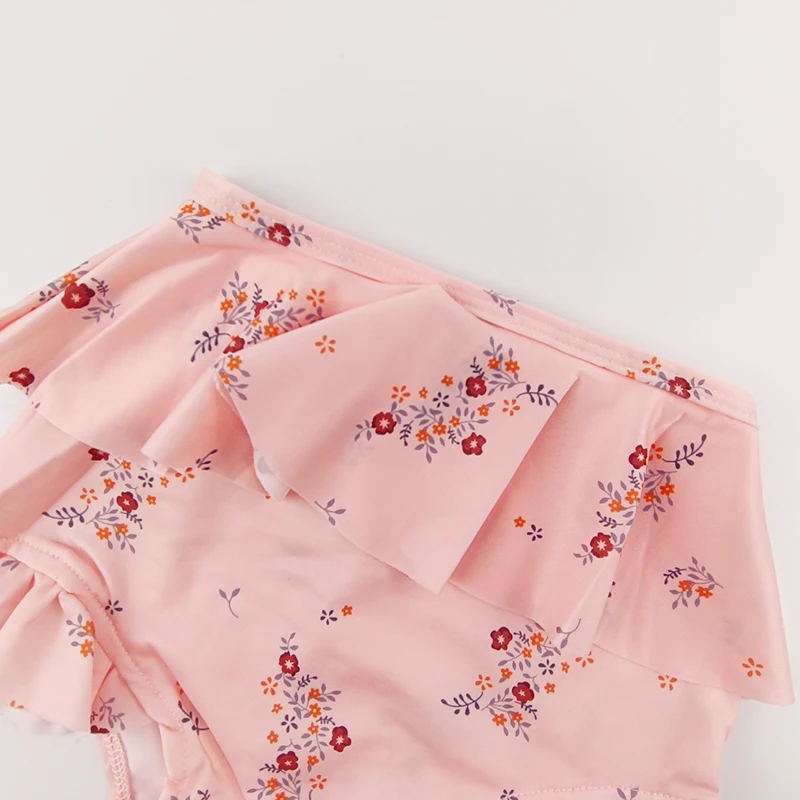 Pinuotu Infants Frill Floral Full Printing Customized Shorts Summer Ruffle Cute Botanic Baby Girl Swimming Trunks