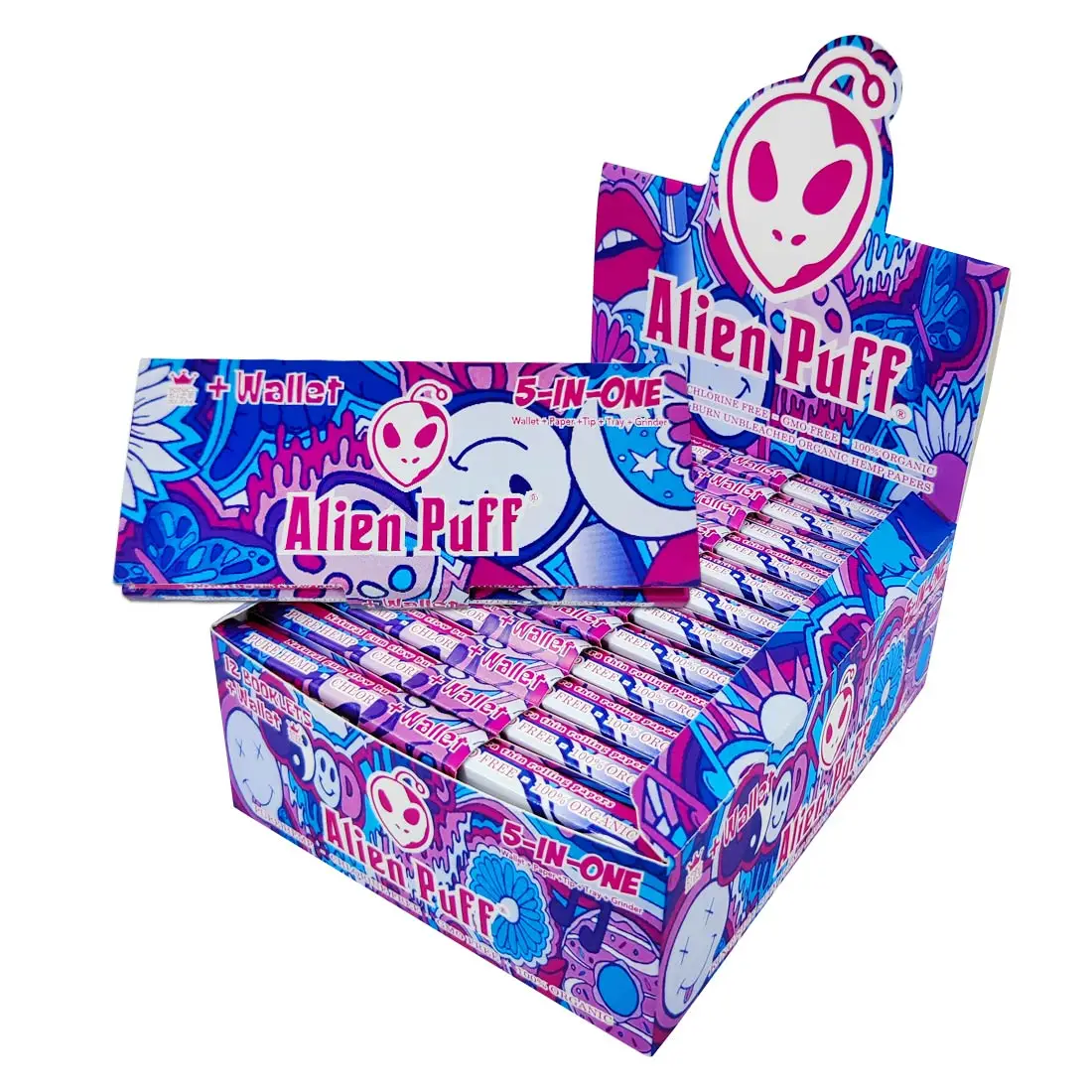 Чужой буфами на рукавах 5-в-1 100% Nature органический двуспальная сигаретная бумага с тонкими наконечниками Оптовая OEM изготовленный на заказ сигаретная бумага с напечатанным логотипом