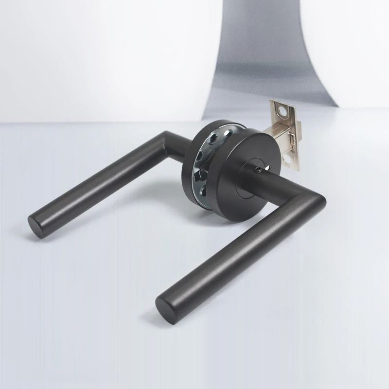 Popular design 66mm base privacy door handle stainless steel passage privacy latch lever black door handle