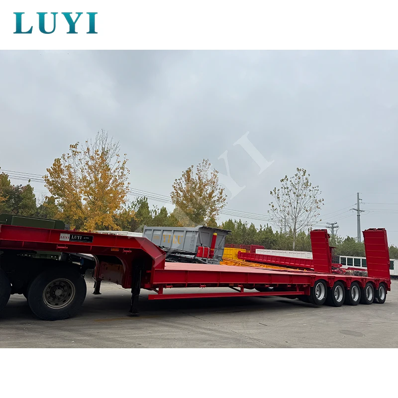 5 Lines 10 Axles Transport 120 Ton Lowboy Semi Trailer Low Bed Trailer Special for transportation of large machinery equipment