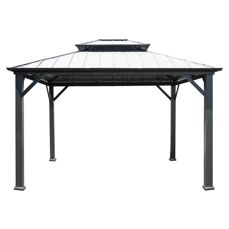 Permanent Double Roof Aluminum Frame Pavilion Outdoor Hardtop Gazebo For Garden