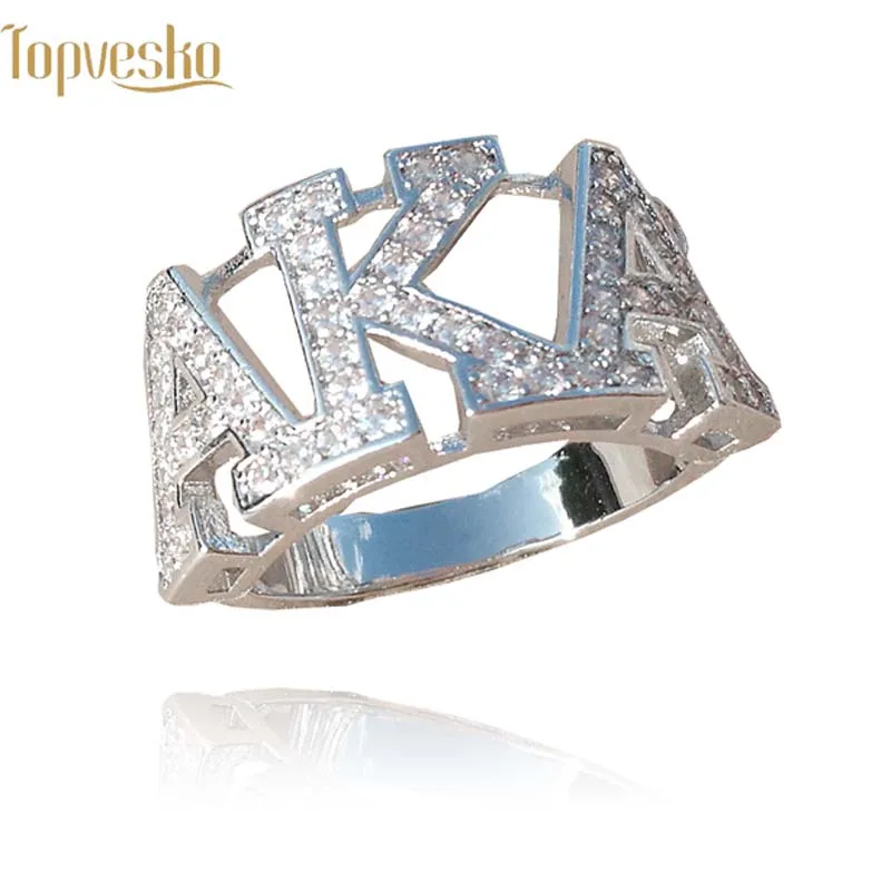 Greece Greek Top quality Cubic zirconia  custom 925 silver Sorority Dst letter Sorority ZPB ZETA PHI BETA Ring