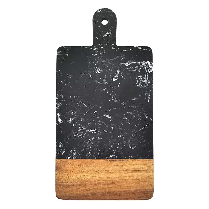 Kitchen 2 In1 Acacia Wood And Marble Chopping Board For Fruit Bread Cheese Steak