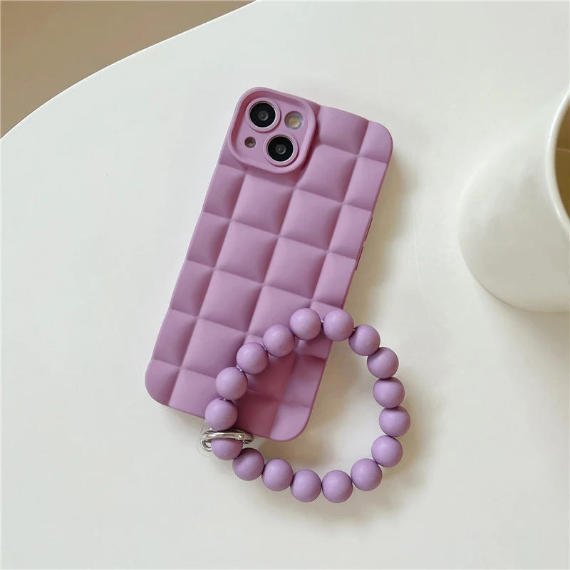 Lattice Woven Pattern Cold Color Series Tpu Phone Case For Iphone 13 14 Pro Max Solid Color Cover