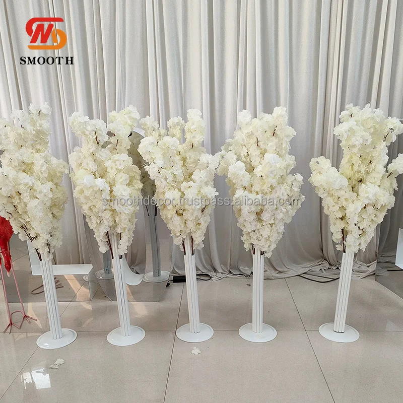 SMOOTH Wholesale Price Wedding Stage Walkway Aisle Decoration White Artificial Cherry Blossom Tree
