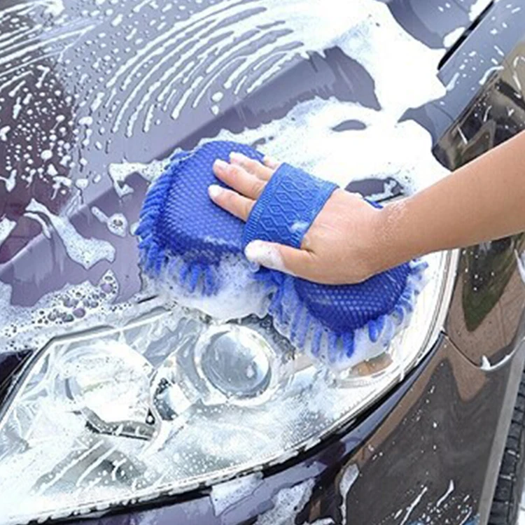High Quality Premium Chenille Car Cleaning Sponge Mitt Microfiber Car Wash Sponge Gloves Customized Packaging Washing Gloves