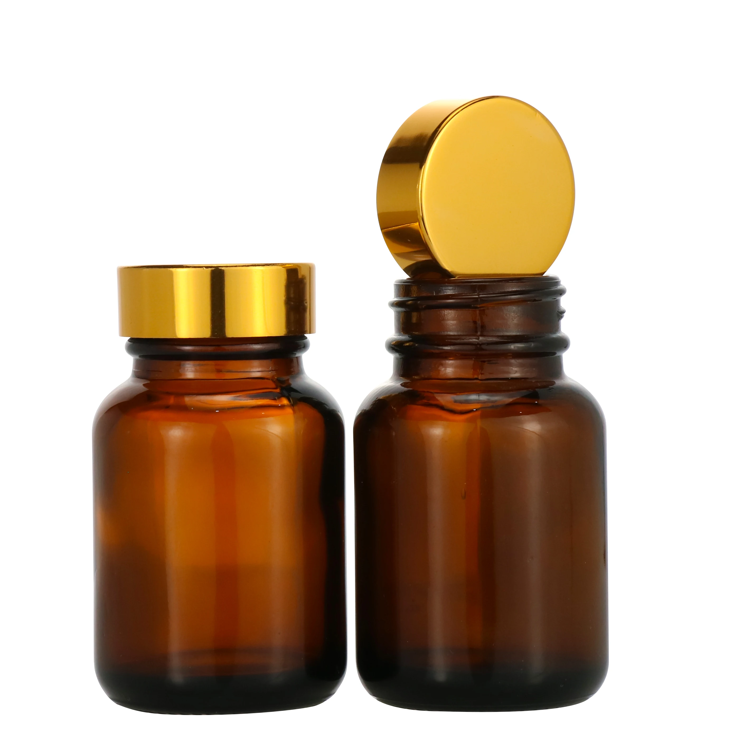 60 75 100 120 150ml/cc wide-mouth empty pharmaceutical glass tablet amber bottle medical pill bottle