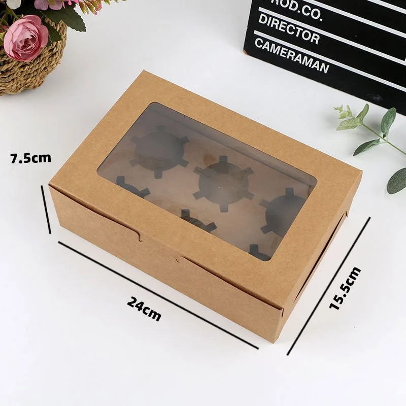 Custom folding flat cardboard luxury pastry bread cake bread doughnut Kraft paper box with window