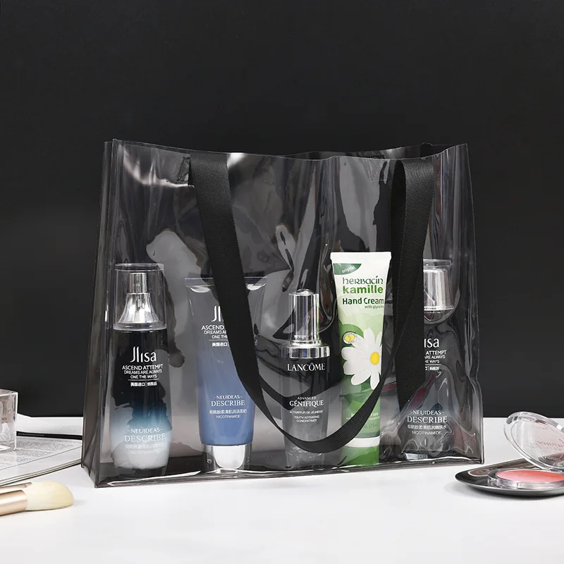 Ecobag Clear PVC Tote Bag with custom printed logo reusable shopping bag totebag transparent bag